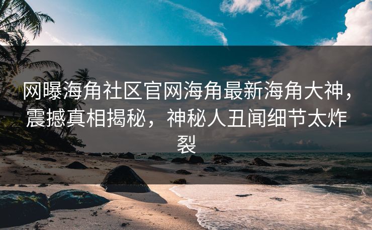 网曝海角社区官网海角最新海角大神，震撼真相揭秘，神秘人丑闻细节太炸裂