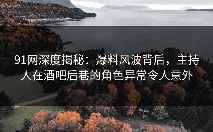 91网深度揭秘：爆料风波背后，主持人在酒吧后巷的角色异常令人意外