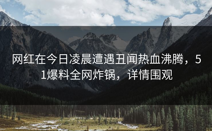 网红在今日凌晨遭遇丑闻热血沸腾，51爆料全网炸锅，详情围观