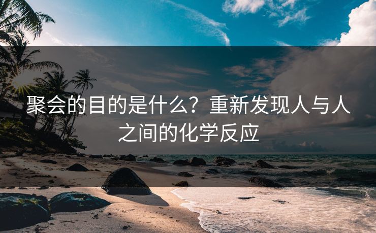 聚会的目的是什么？重新发现人与人之间的化学反应