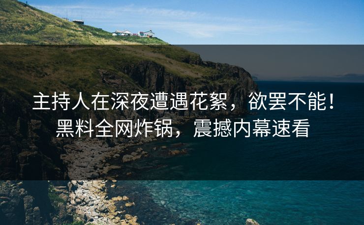主持人在深夜遭遇花絮，欲罢不能！黑料全网炸锅，震撼内幕速看