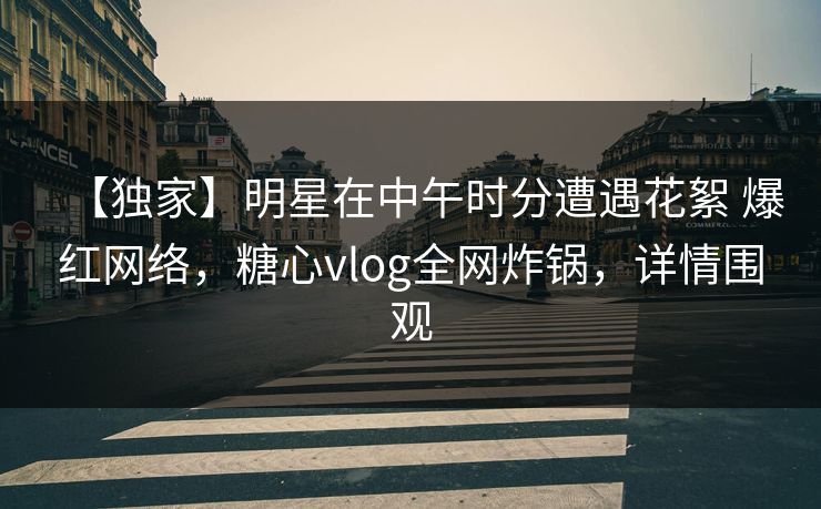 【独家】明星在中午时分遭遇花絮 爆红网络，糖心vlog全网炸锅，详情围观