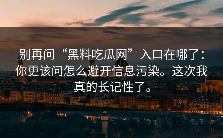 别再问“黑料吃瓜网”入口在哪了：你更该问怎么避开信息污染。这次我真的长记性了。