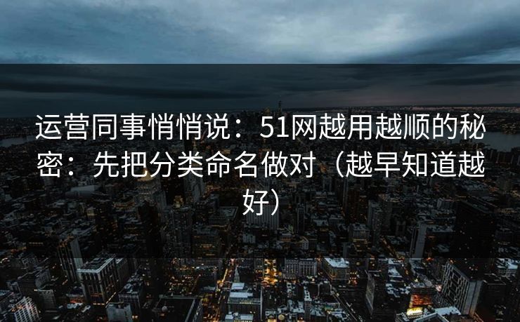 运营同事悄悄说：51网越用越顺的秘密：先把分类命名做对（越早知道越好）